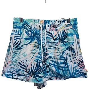 Ocean‎ Pacific OP Womens Tropical Palm Print Board Shorts Blue Pink Size S Small